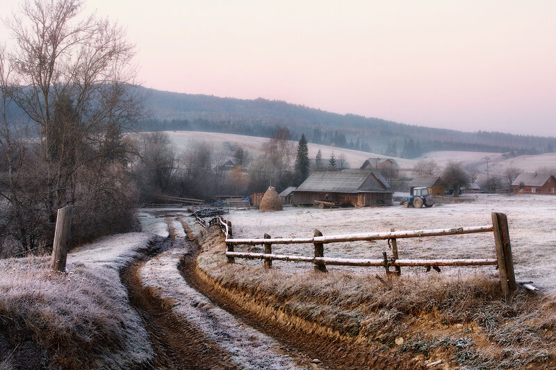Frosty Farm at Dawn