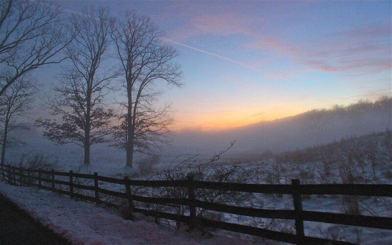 Frosty Field at Dawn — Blue, Serene