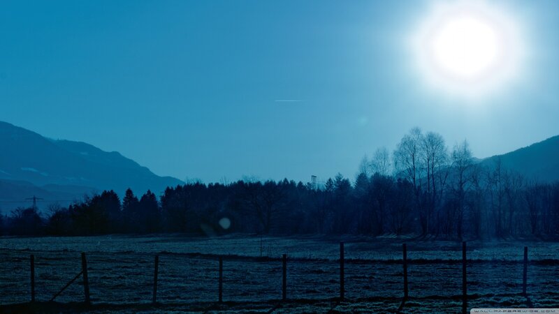 Frosty Field at Dawn — Blue