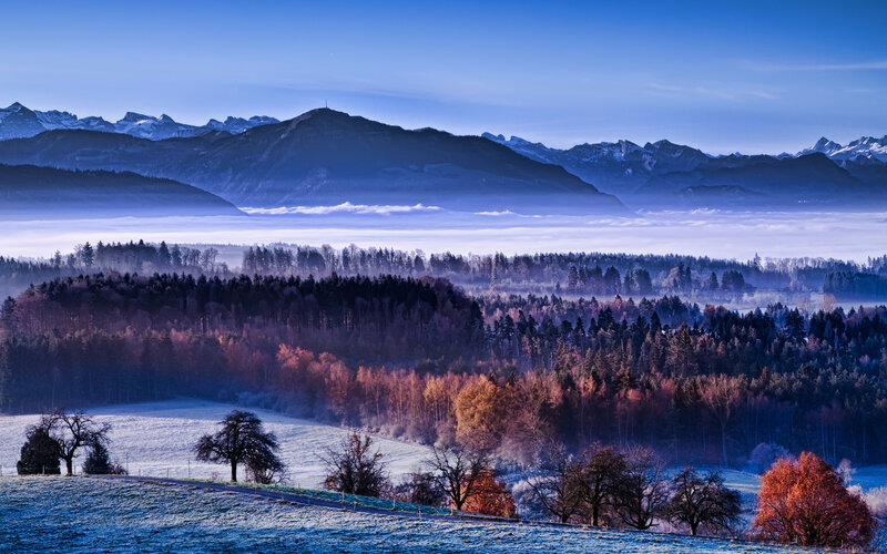Frosty Hills with Mountains