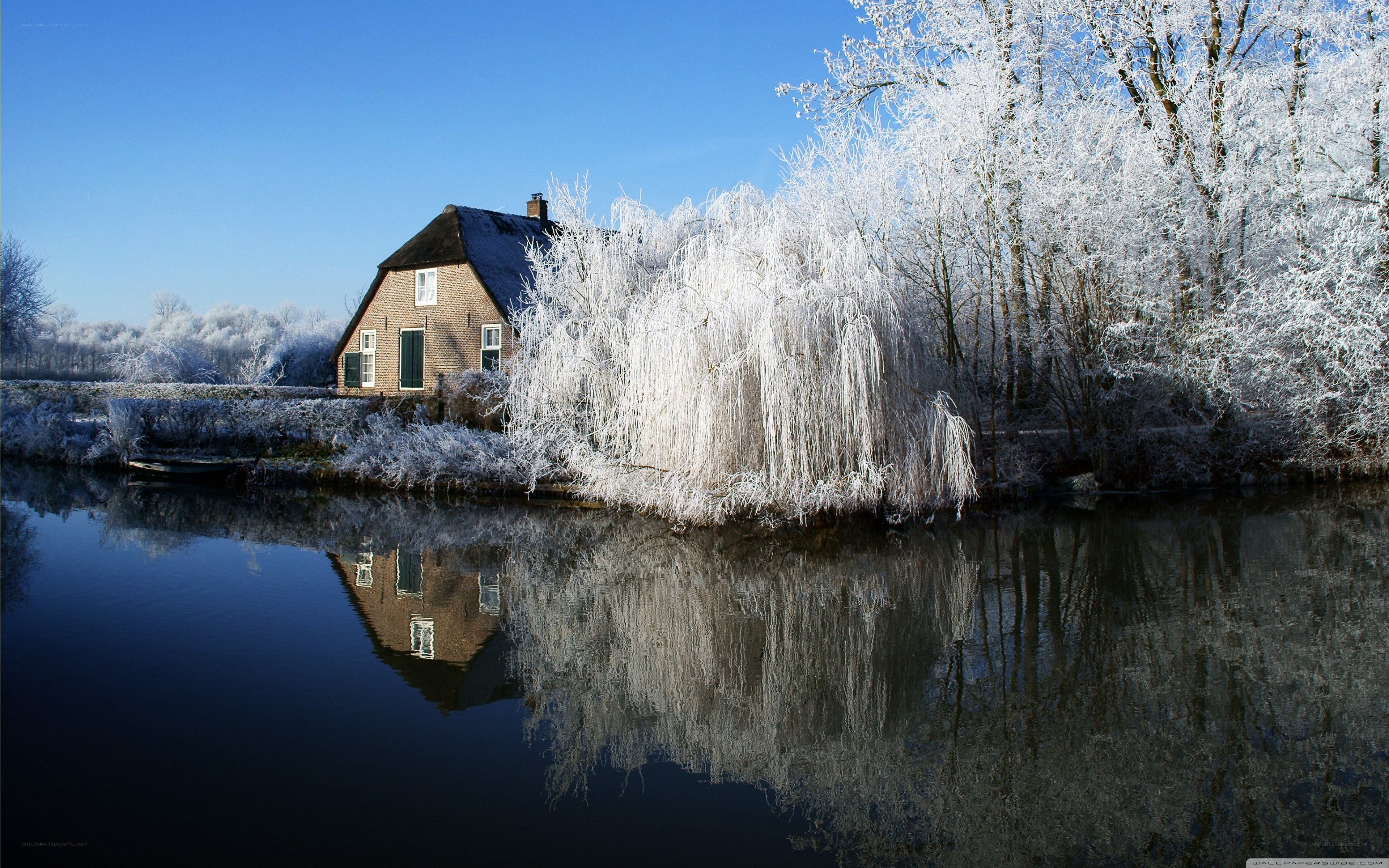 Frosty house by the river
