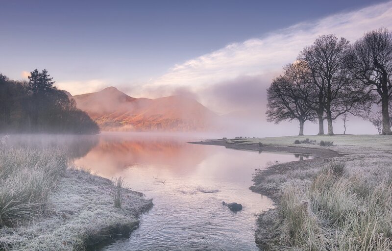 Frosty Lake at Dawn — Blue