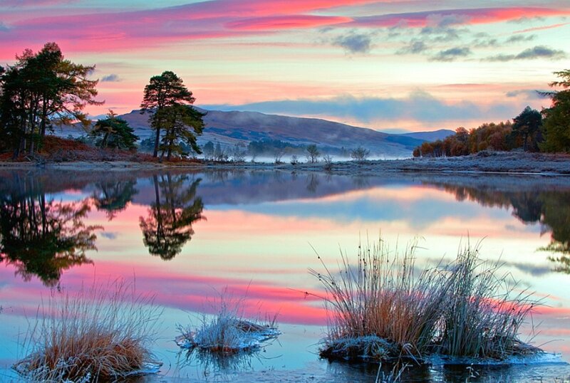 Frosty Lake at Sunrise — Pink