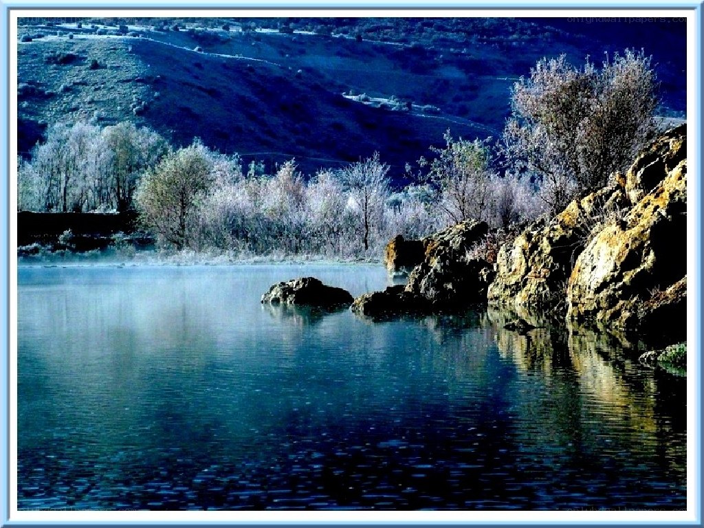 frosty lake landscape