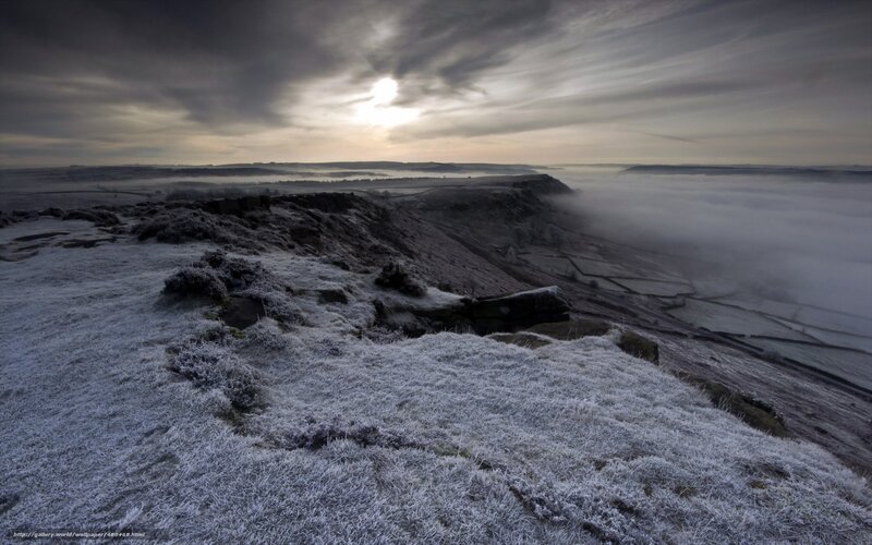 Frosty landscape at dawn
