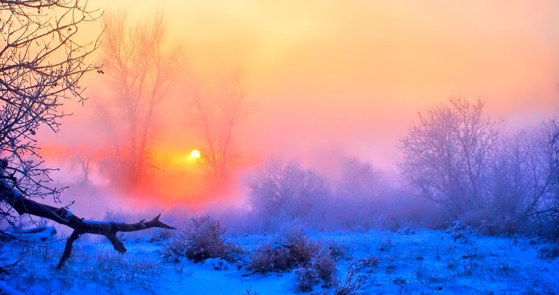 Frosty Landscape at Sunrise — Blue
