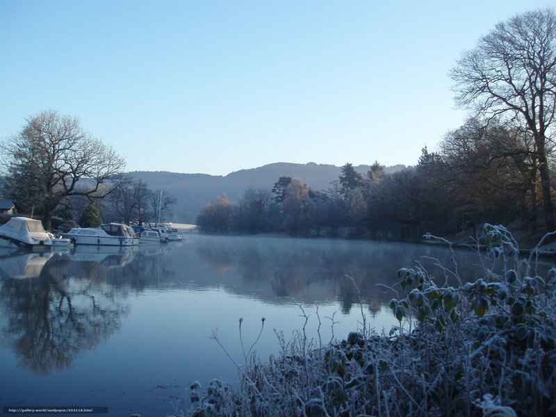 Frosty morning on a calm lake