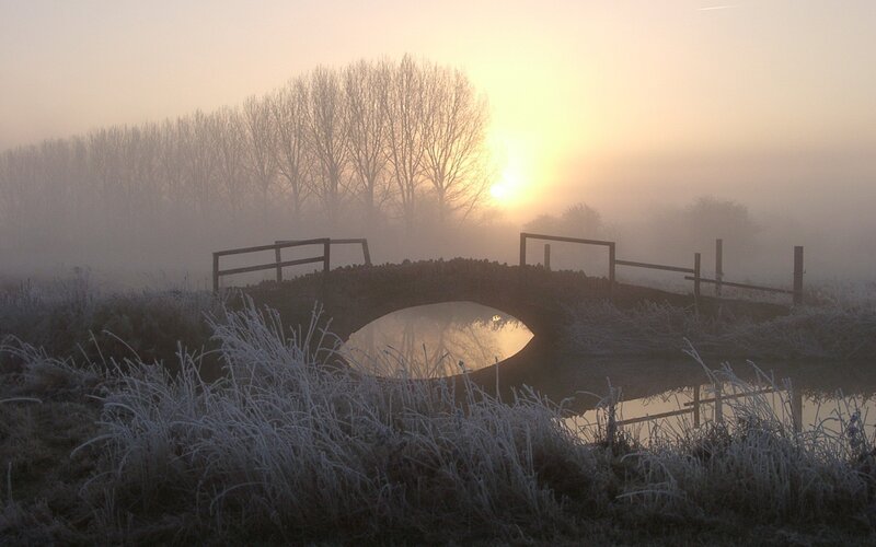 Frosty morning over a bridge