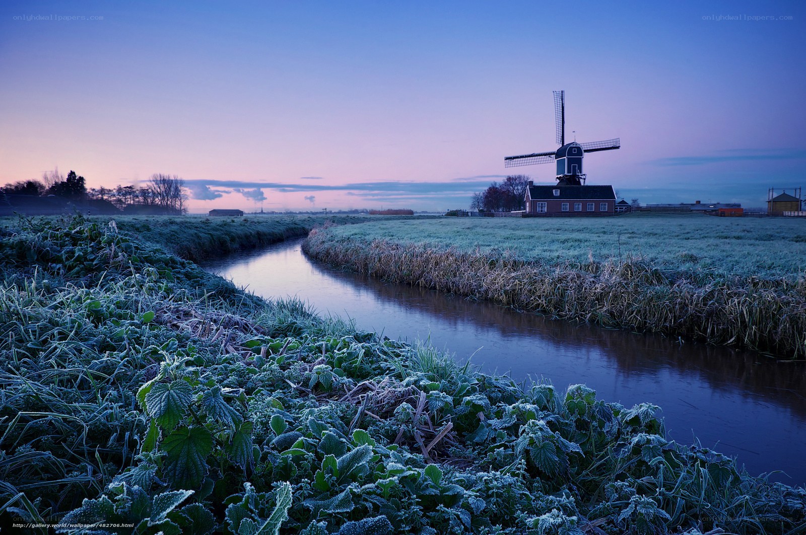 Frosty morning with windmill
