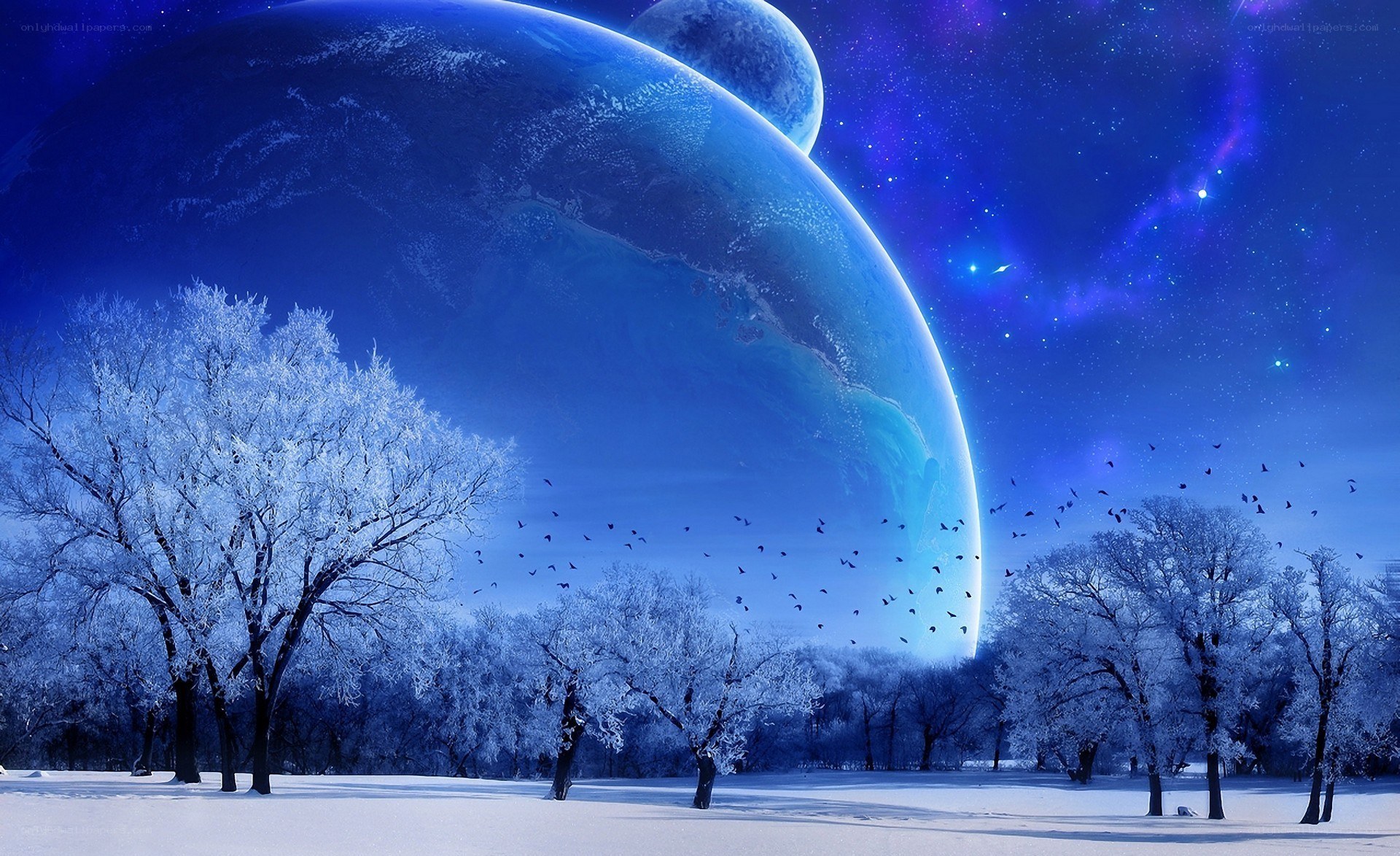 Frosty planet landscape