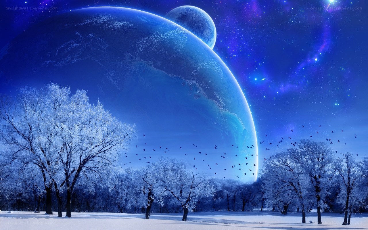 Frosty planet landscape