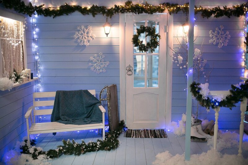 Frosty Porch with Bench