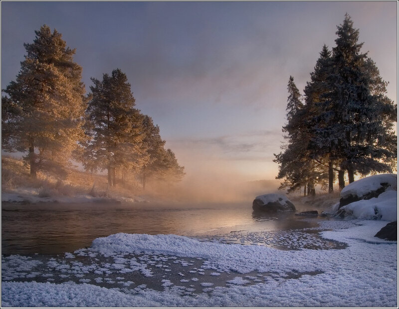 Frosty River at Dawn — Blue