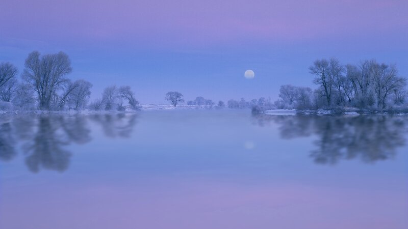 Frosty River at Night