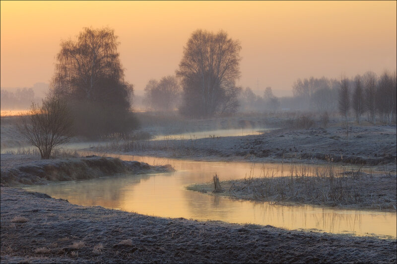 Frosty River at Sunrise — Gold