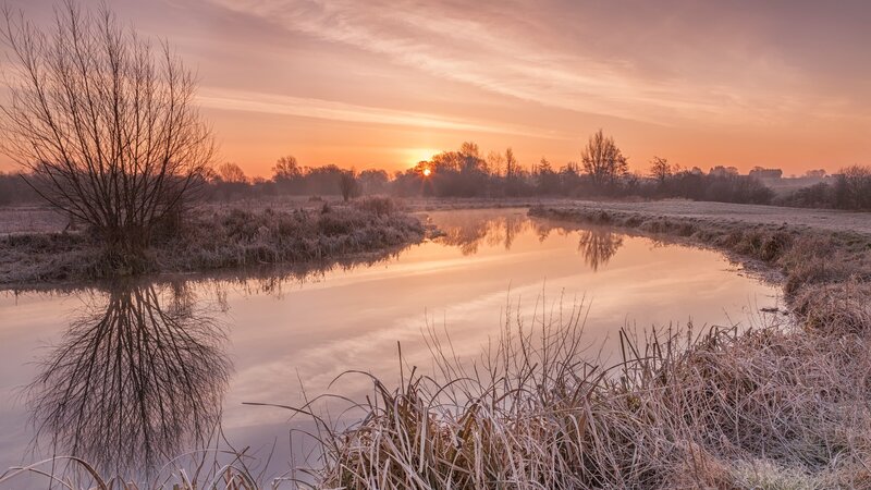 Frosty River at Sunrise — Orange