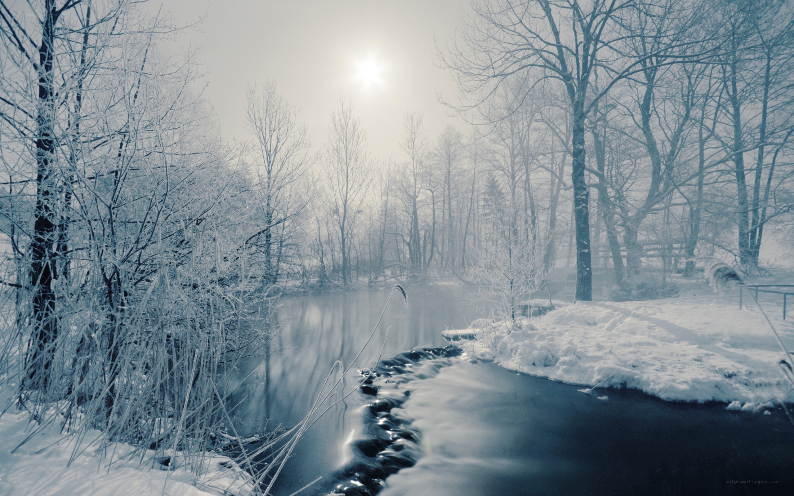 frosty river in winter