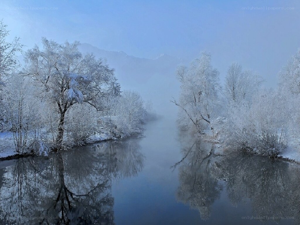 frosty river in winter