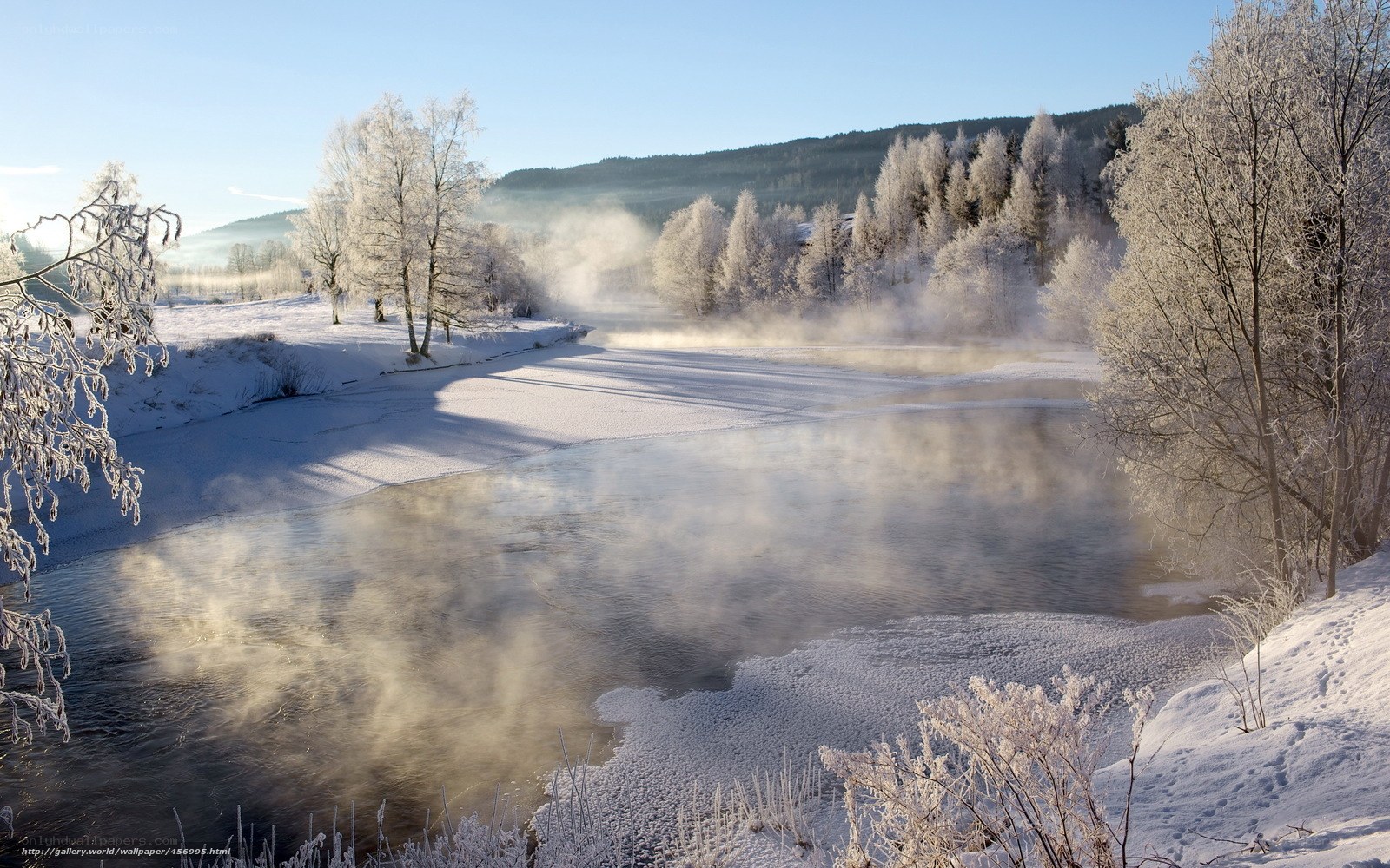 frosty river in winter