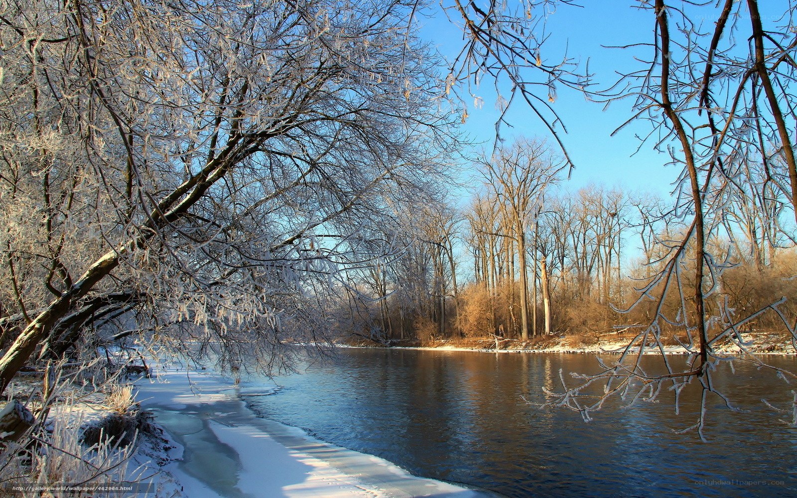 Frosty river in winter