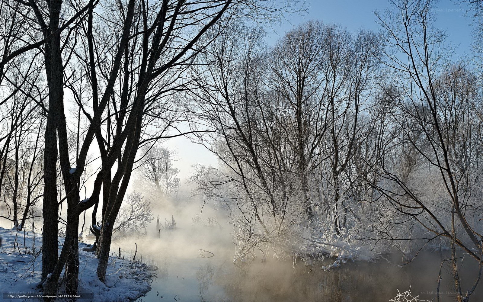 Frosty river in winter