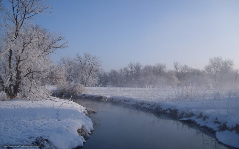 frosty river in winter