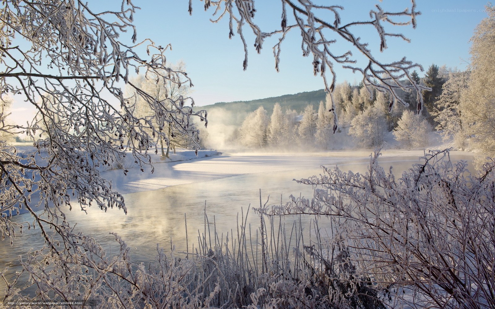 Frosty river landscape