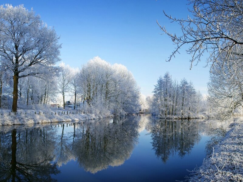 Frosty river landscape