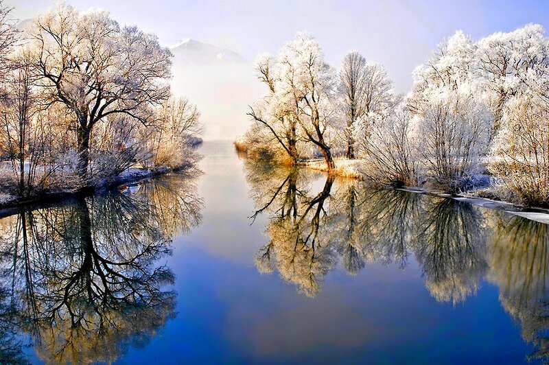 Frosty river landscape