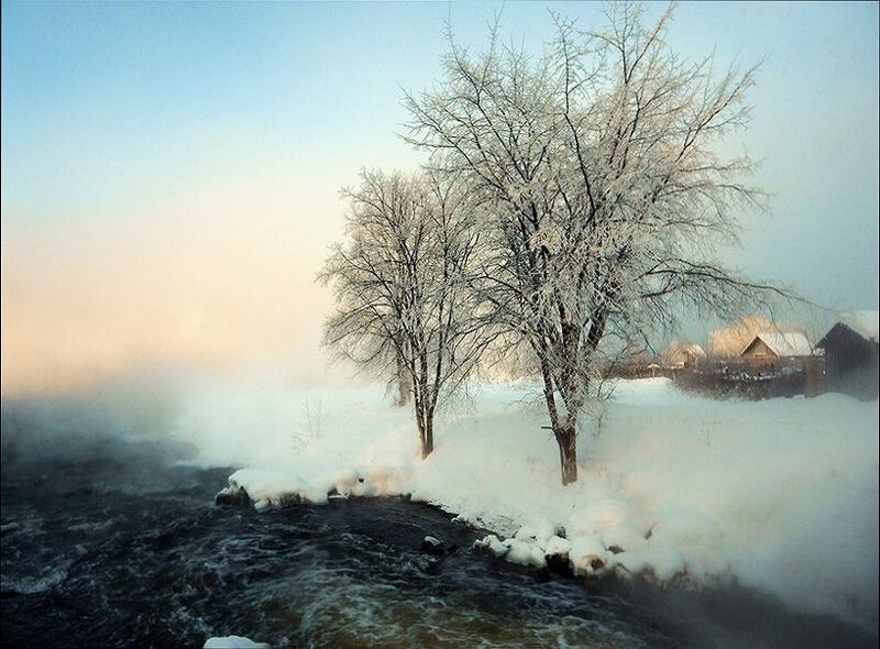 frosty river landscape