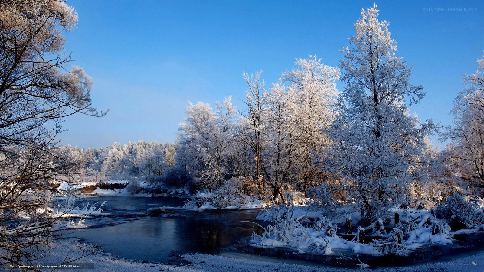 Frosty river landscape