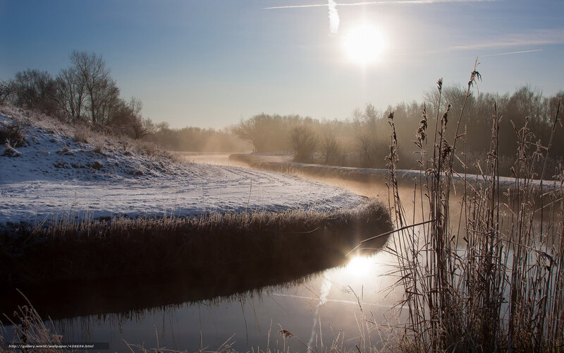 Frosty River Landscape — Blue, Serene