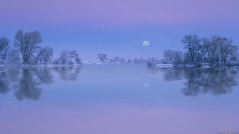Frosty River Landscape — Blue