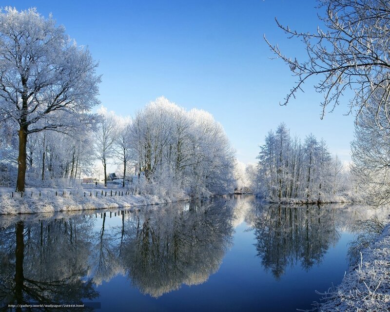 Frosty river landscape