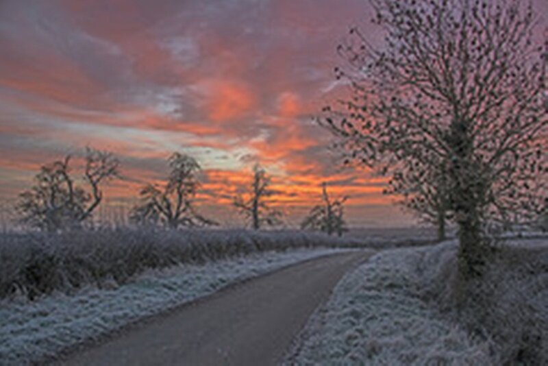 Frosty Road at Sunset — Orange