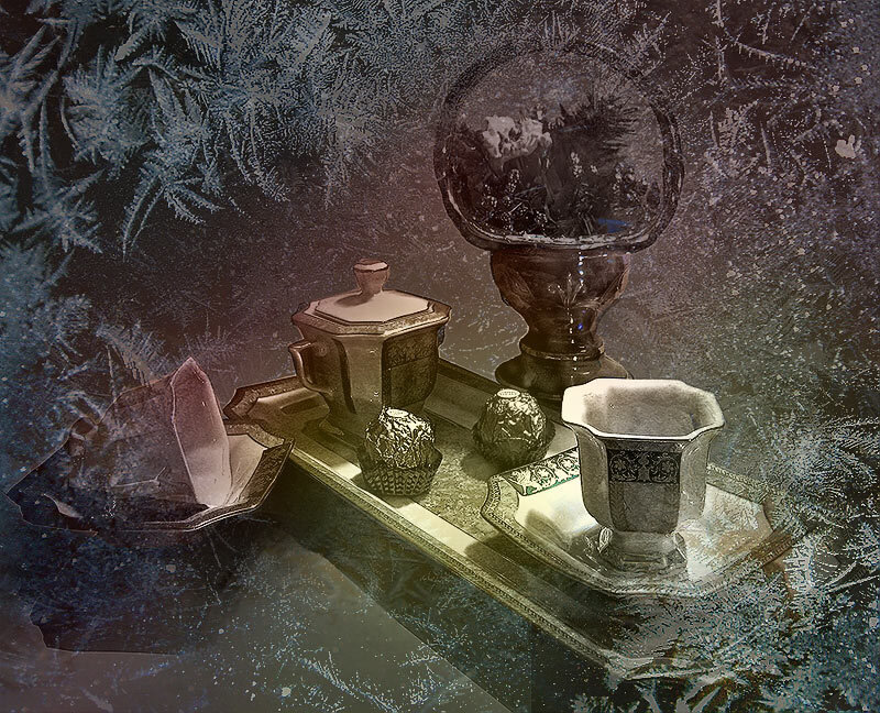 Frosty still life with silverware