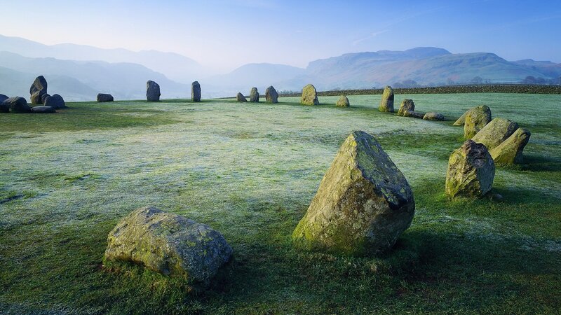 frosty stone circle at dawn