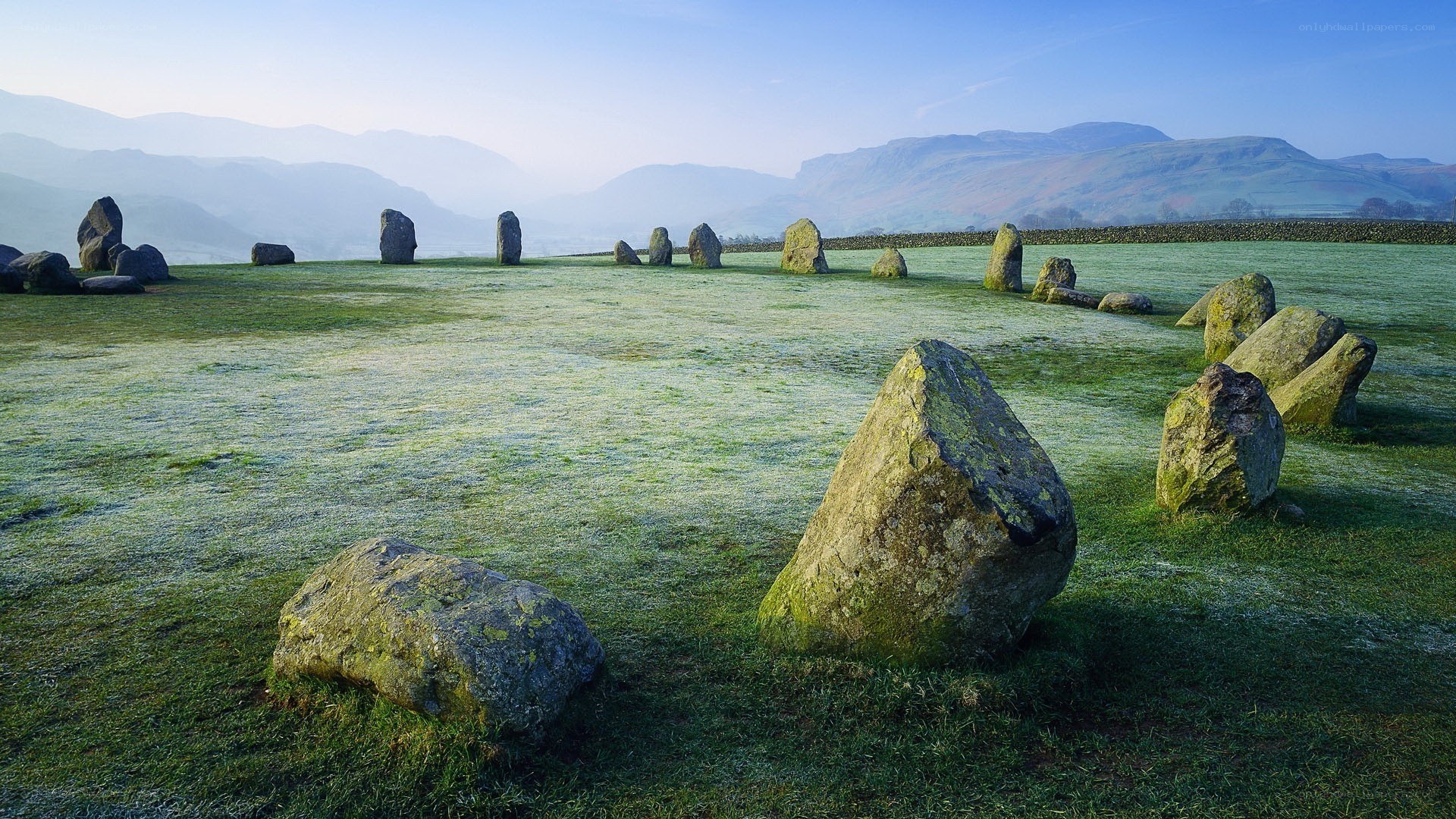 frosty stone circle at dawn