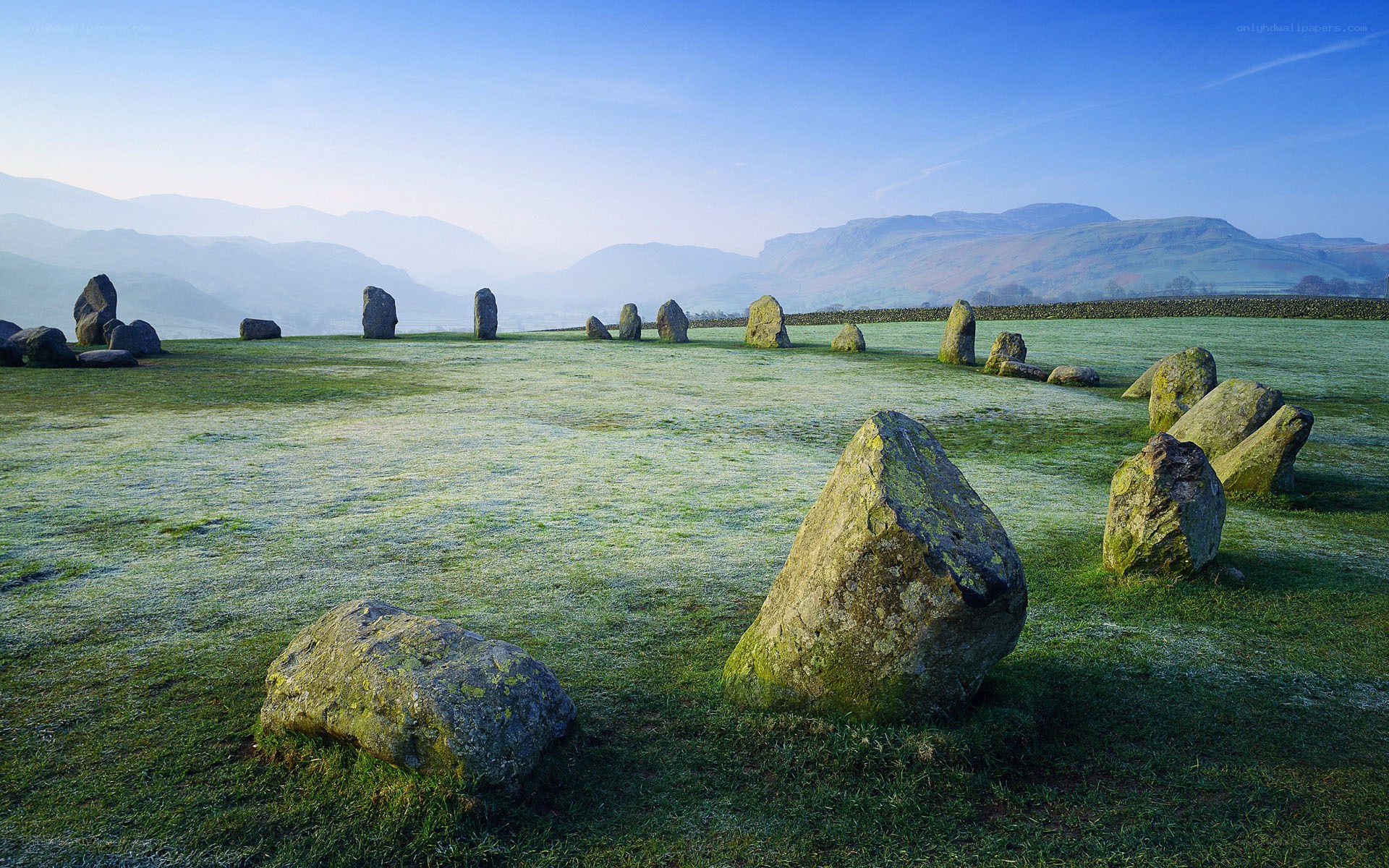 frosty stone circle landscape