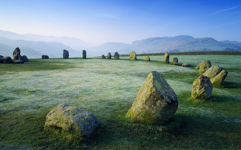 frosty stone circle landscape