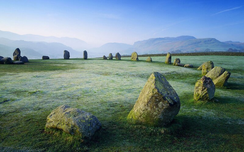 frosty stone circle landscape
