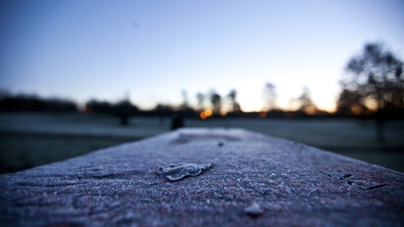 frosty surface at dusk