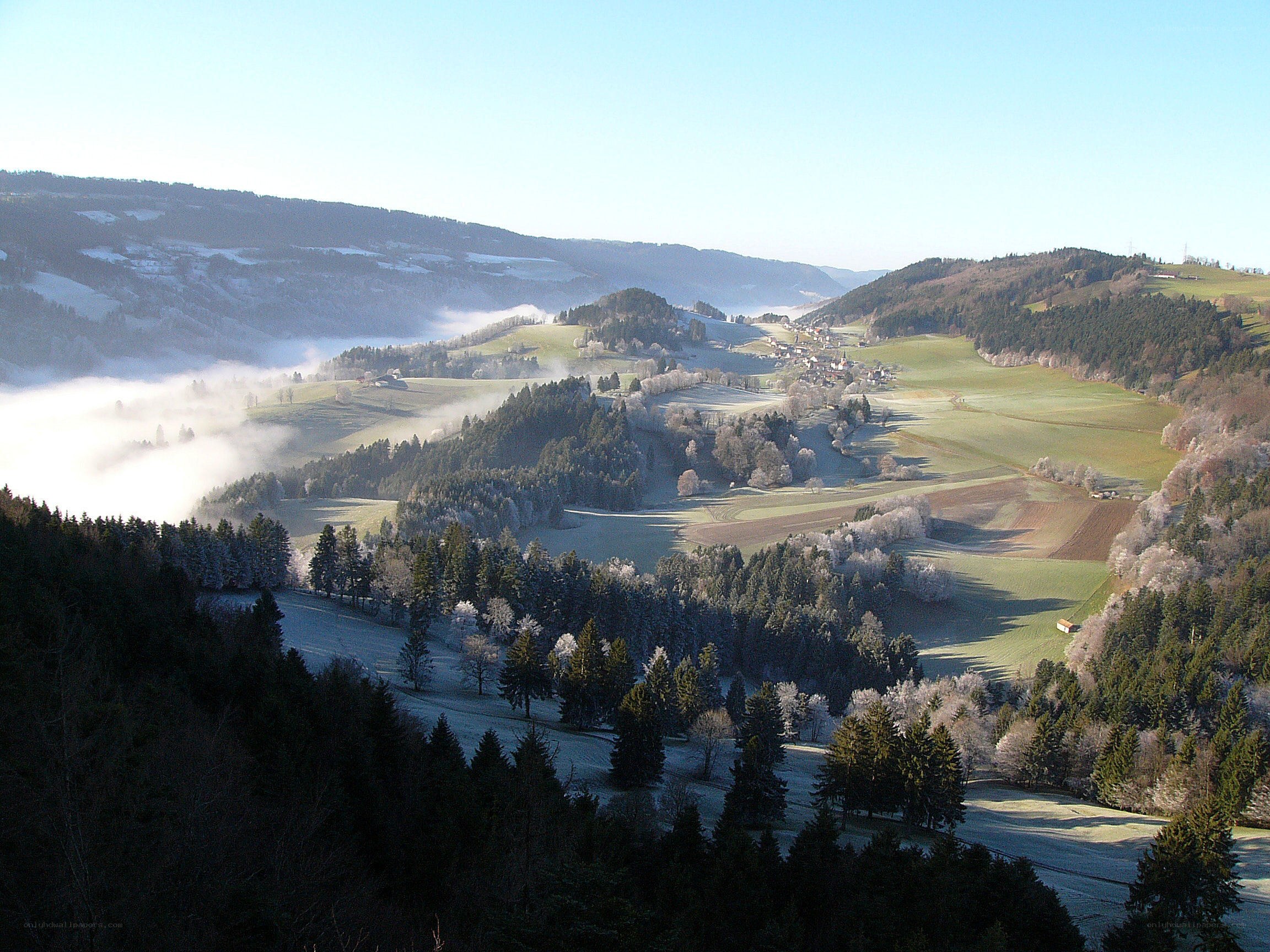 frosty valley landscape