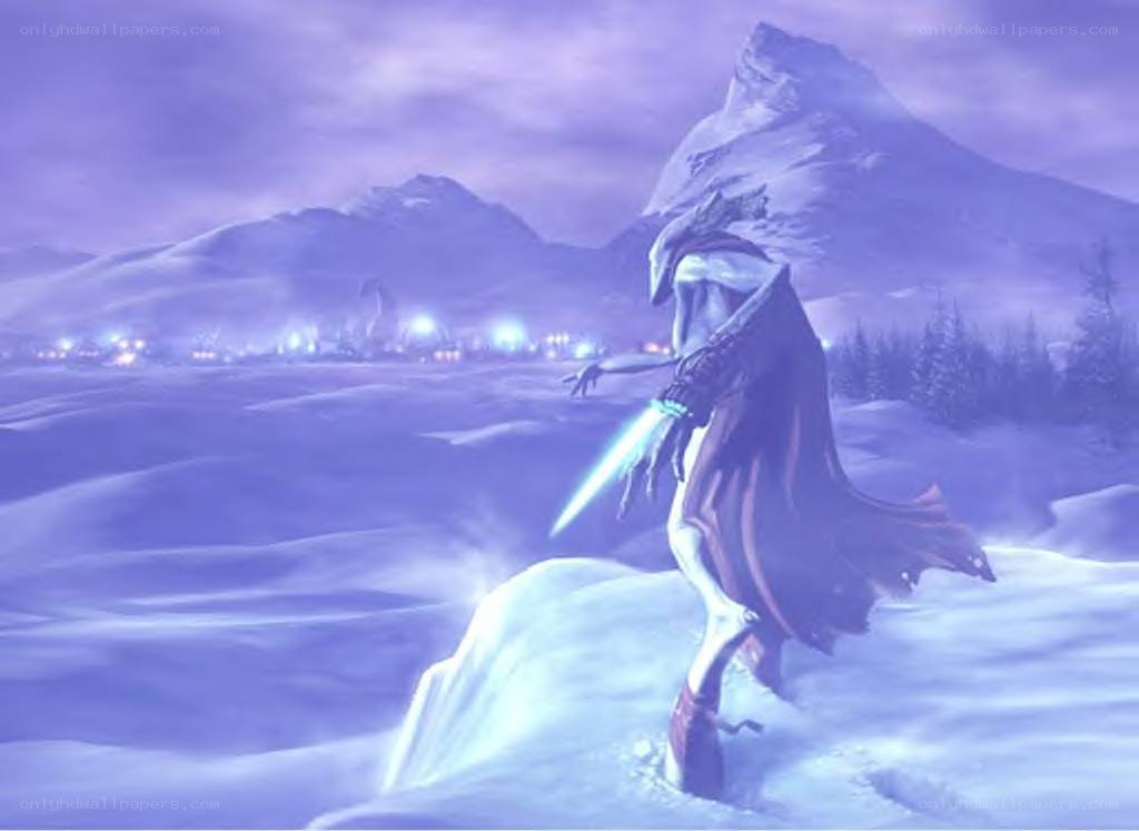 frosty warrior in snowy landscape