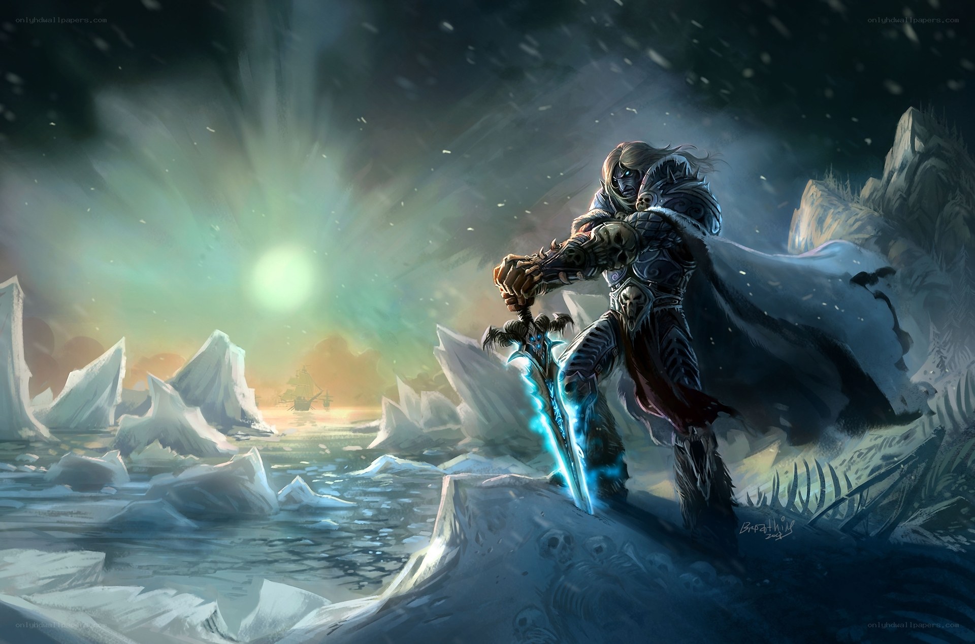 frosty warrior with glowing sword