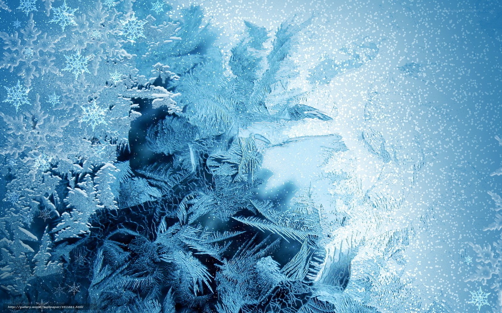 frosty window with snowflakes