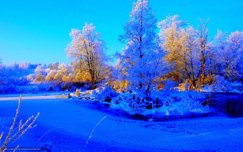 frosty winter river landscape