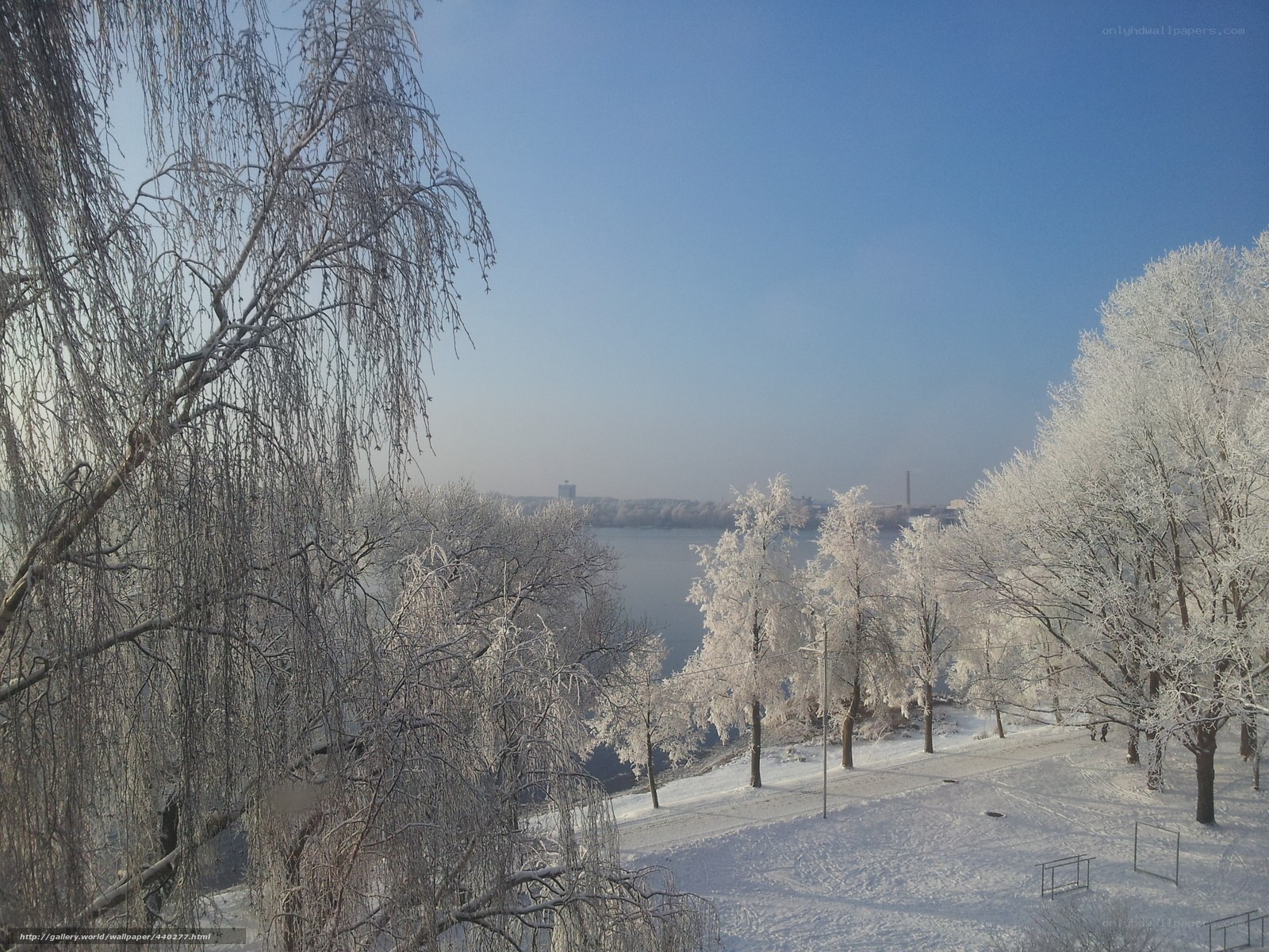 Frosty winter river view