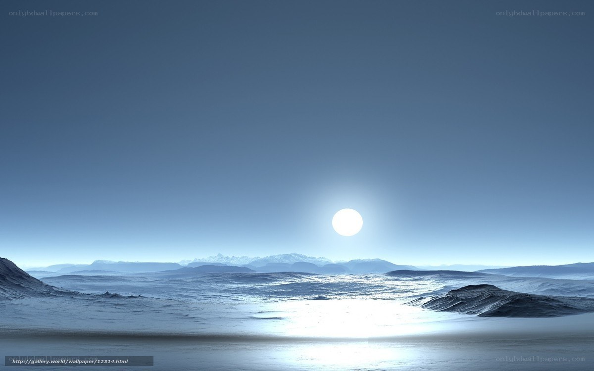 Frozen alien landscape at dawn