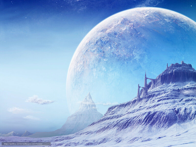 Frozen alien planet landscape